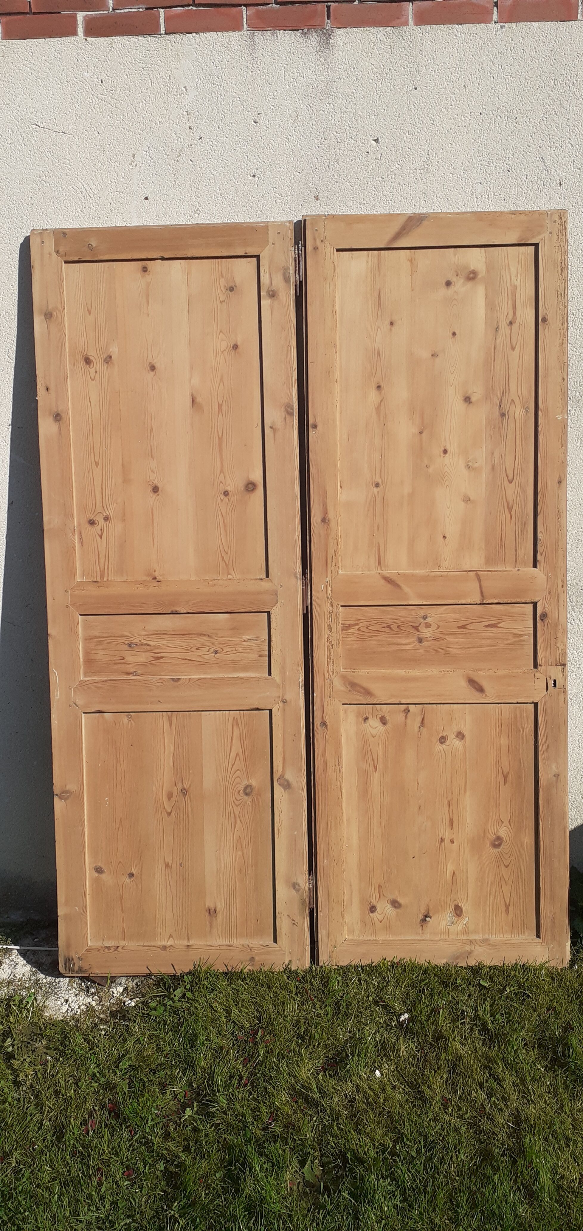 Paires de portes haussmanniens en pichepin bois brut