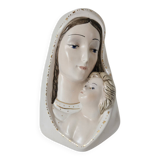 Vintage Italian wall ceramic Virgin and Child
