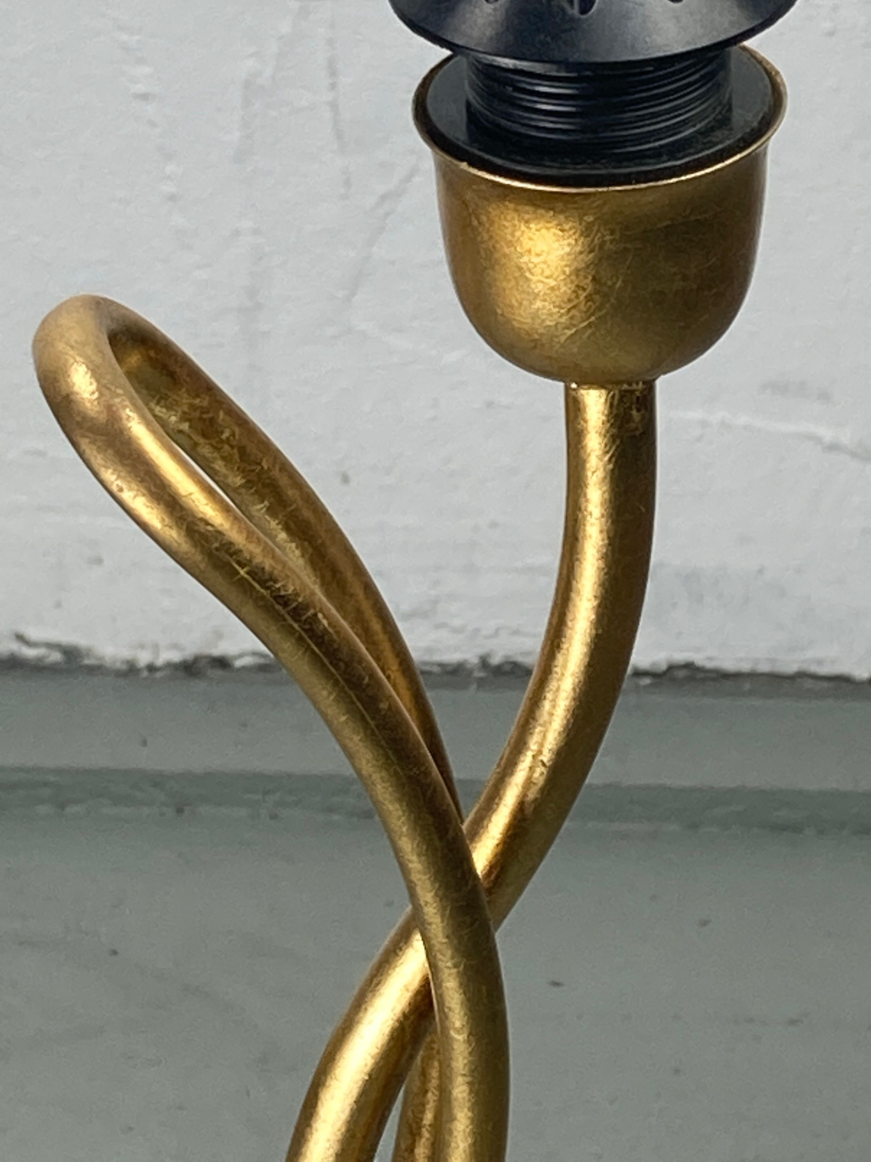 Vintage curly wavy free form label lamp, bouclé shade