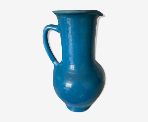 Pichet vintage en céramique bleue