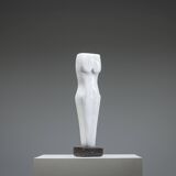 Abstract solid white marble torso