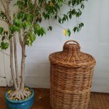 Large basket in vintage rattan 50s