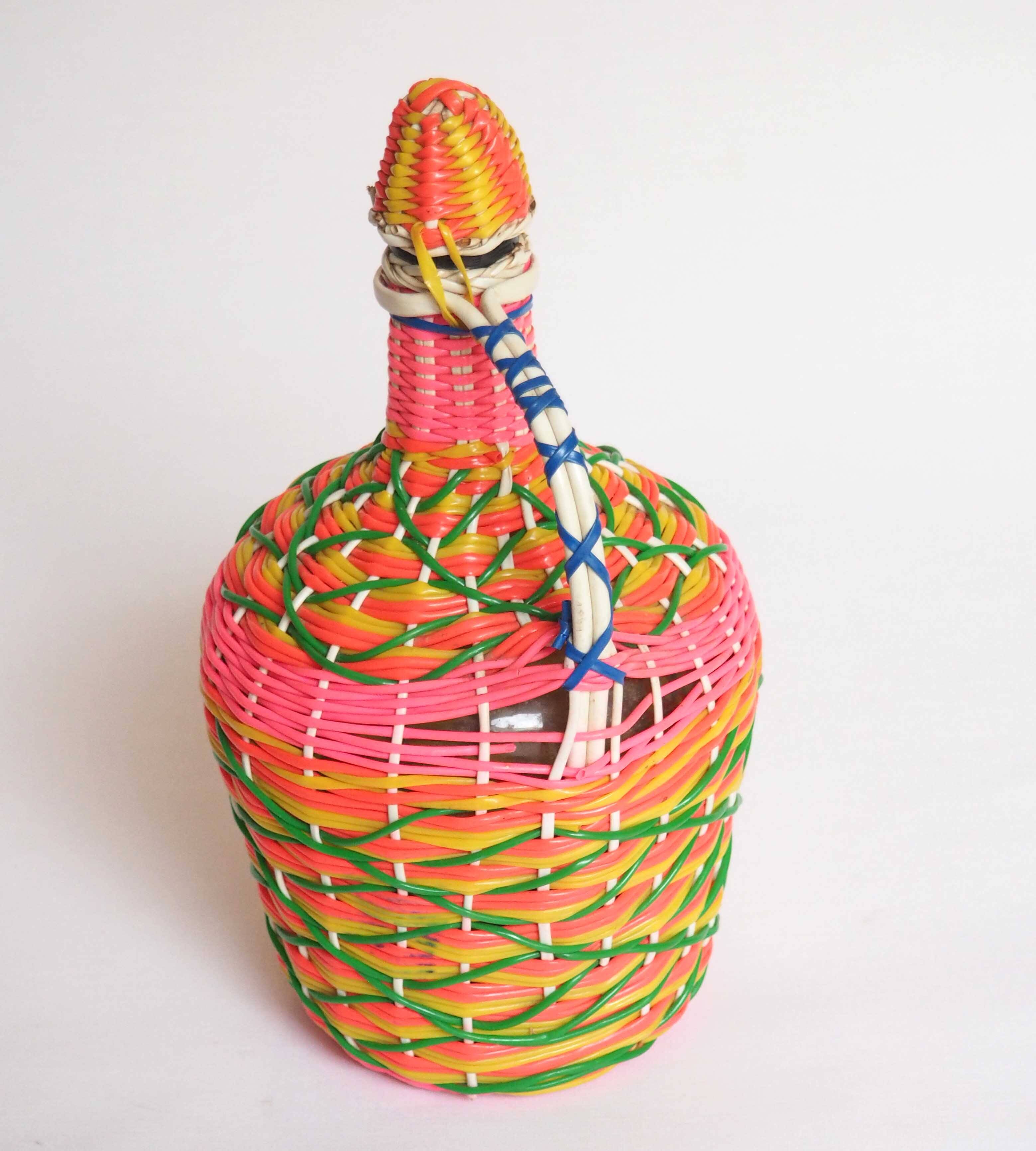 Multicolored scoubidou bottle