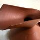 Studio pottery jug floor vase in terracotta and bamboo handle Germany 1950s