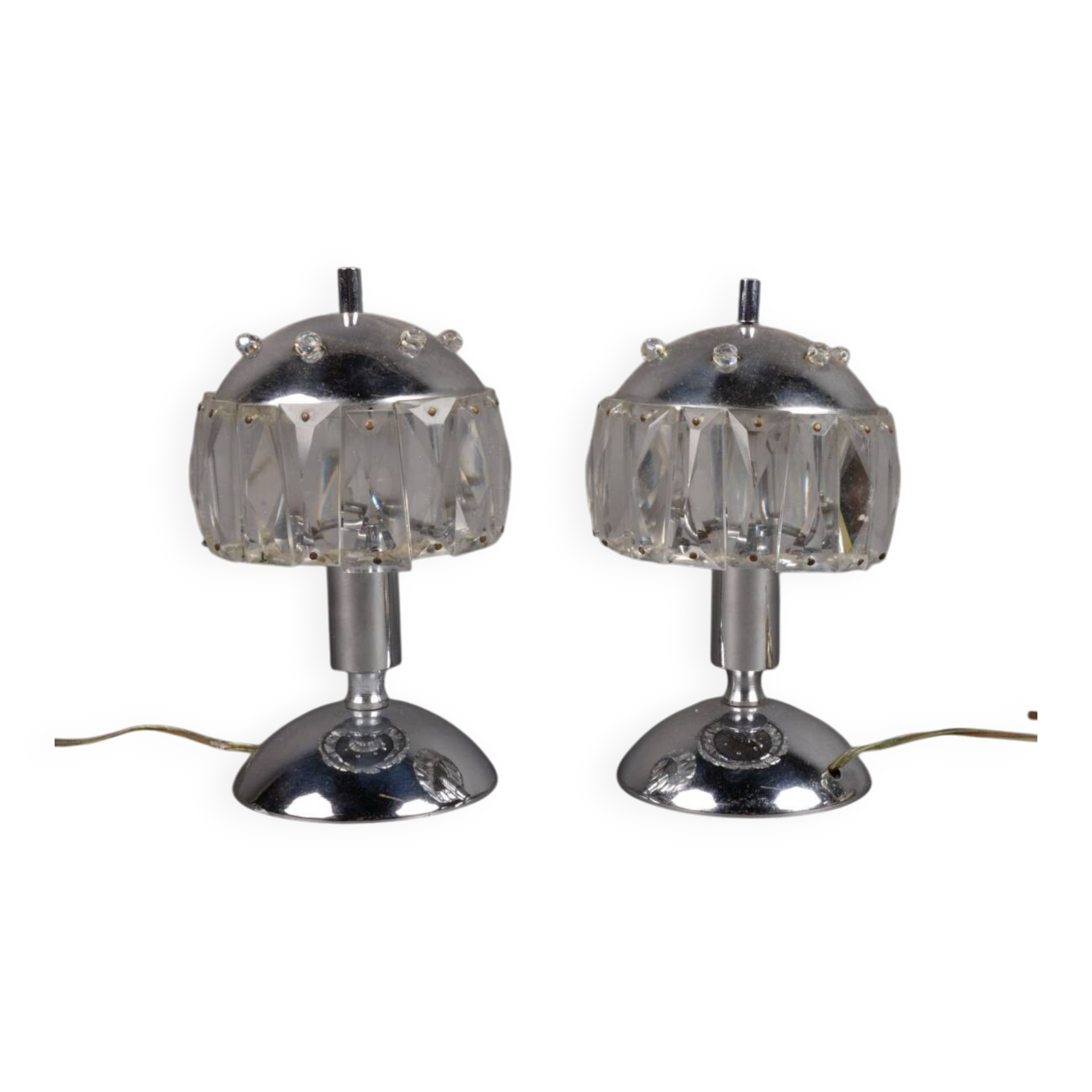 Pair of vintage metal and tassel lamps