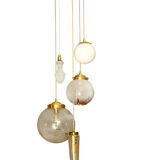 Amber and opaline Murano glass suspension cascade