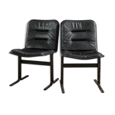 Paire de chaises cuir