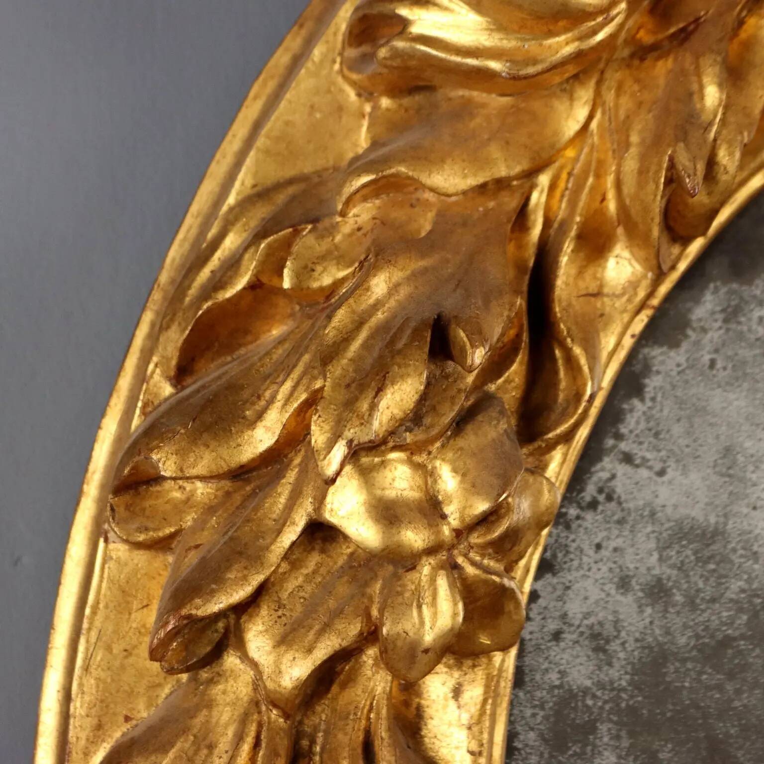 Baroque antique mirror carved in fir, Italy, 18th century.