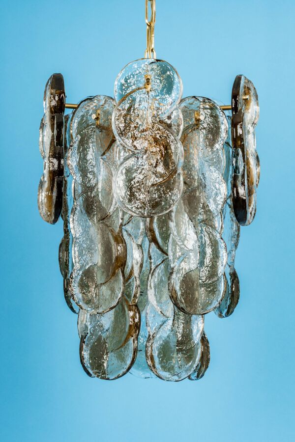 Suspension en verre fumé Murano par Kalmar, Autriche, années 1970