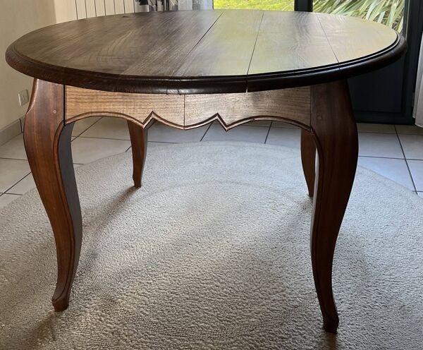 Table chataignier massif diamètre 120 avec rallonge de 50 cm - rené trotel