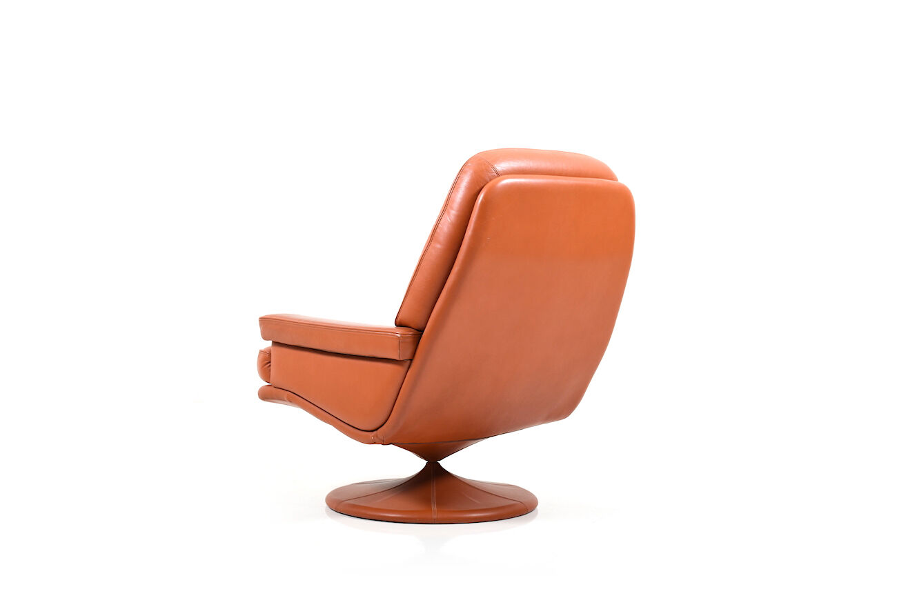 1970 s scandinavian leather swivel lounge armchair