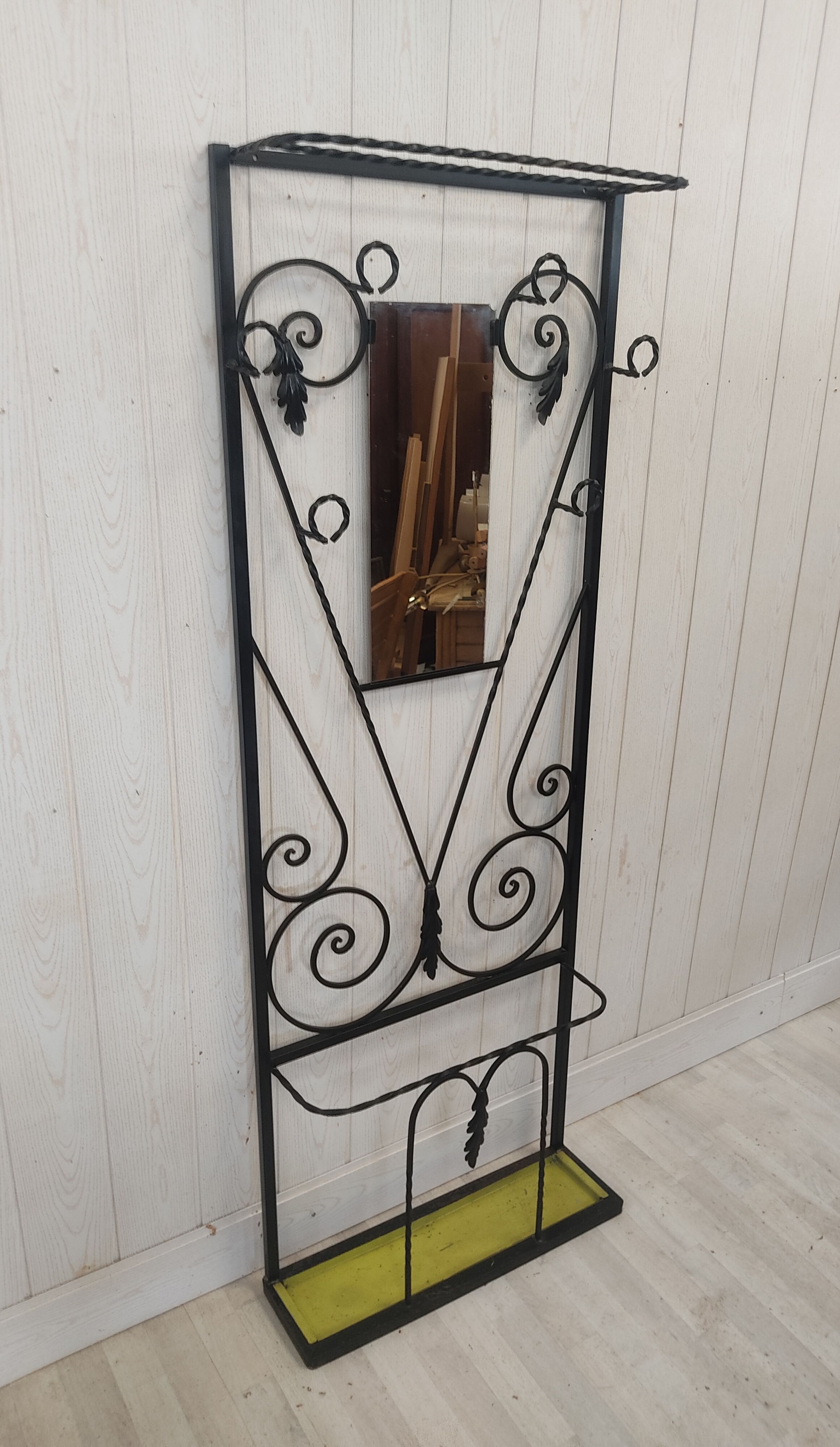 Wrought iron cloakroom coat rack