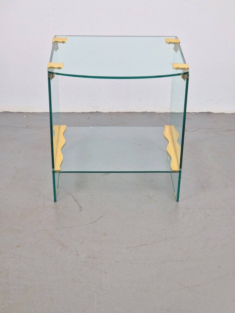 Vintage Regency Brass and Glass Side Table, 1970s