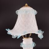Lampe de table en verre de Murano blanc et bleu, Italie 1970