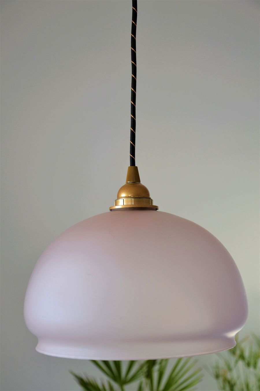 Pink frosted glass globe hanging