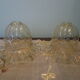 Two corolla-shaped lampshades for suspension or applique, amber colour