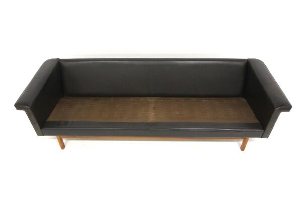 Canapé scandinave en cuir, Karl Erik Ekselius pour JOC, Suède, 1950