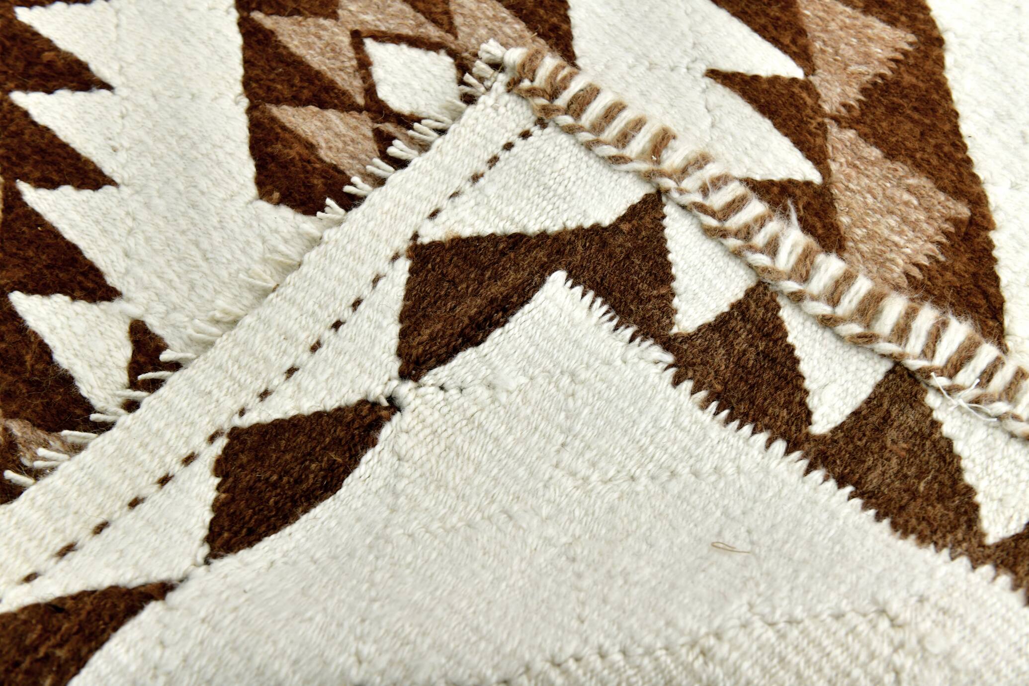 3x12 Geometric Beige & Brown Kilim Runner Rug, 102x357Cm