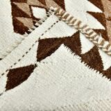 3x12 Geometric Beige & Brown Kilim Runner Rug, 102x357Cm