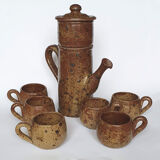 Cafetière et tasses en grès pyrité