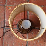 Vintage turned wooden candle holder lamp