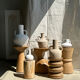 Handcrafted terracotta vase painted white with double handles h:40 d:30