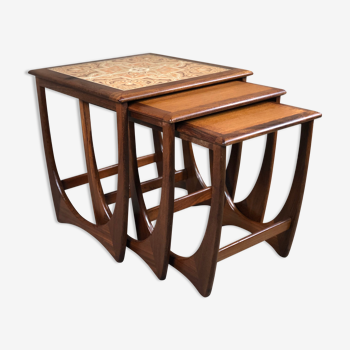 Trundle table in teak and stoneware, g-plan 1960