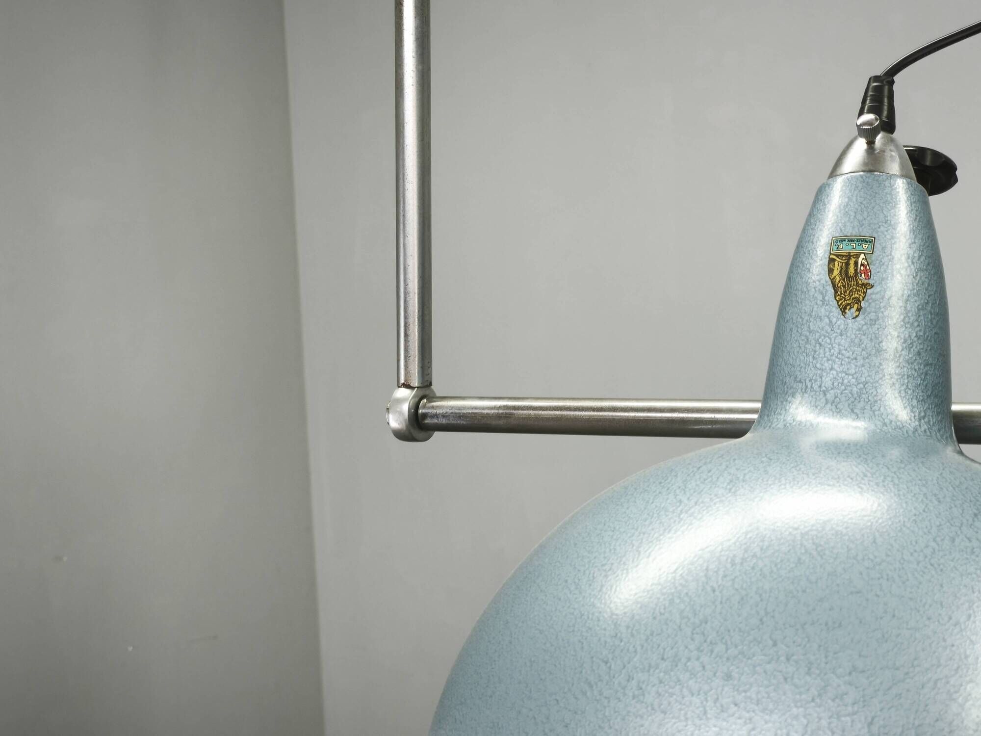 A.L.F. Firenze Italian Industrial Three-Light Chandelier, 1970s