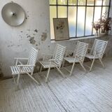 4 white wooden garden chairs