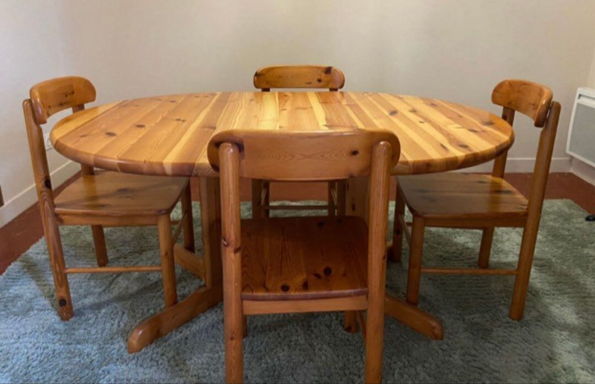 Table and chairs, pine, 1960s.