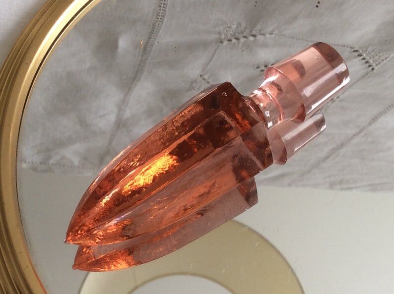 Art deco 1960s pink glass carafe