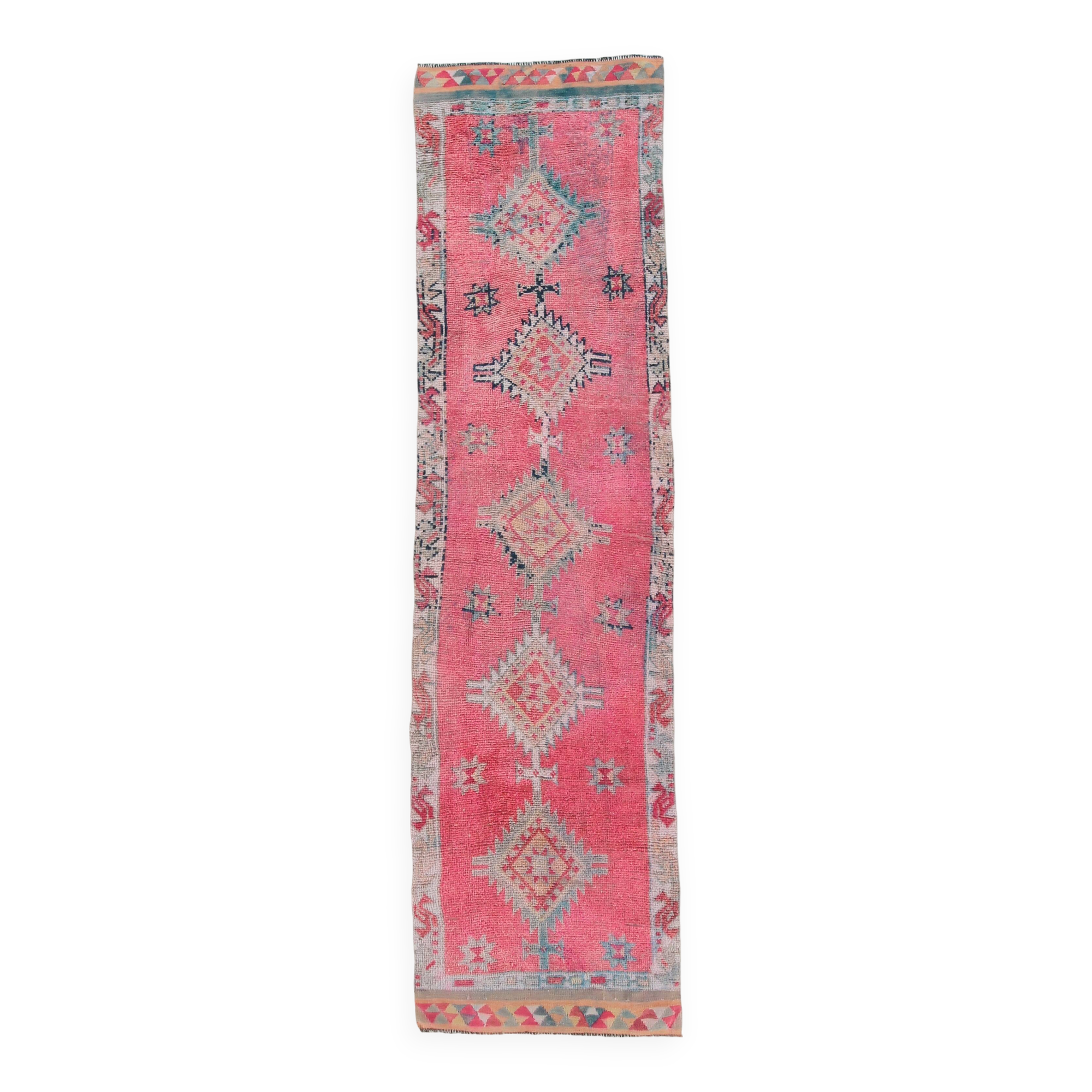 3x11 soft pink retro vintage runner rug, 89x334cm