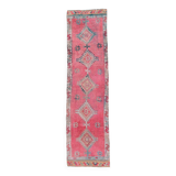 3x11 soft pink retro vintage runner rug, 89x334cm