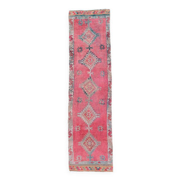 3x11 soft pink retro vintage runner rug, 89x334cm