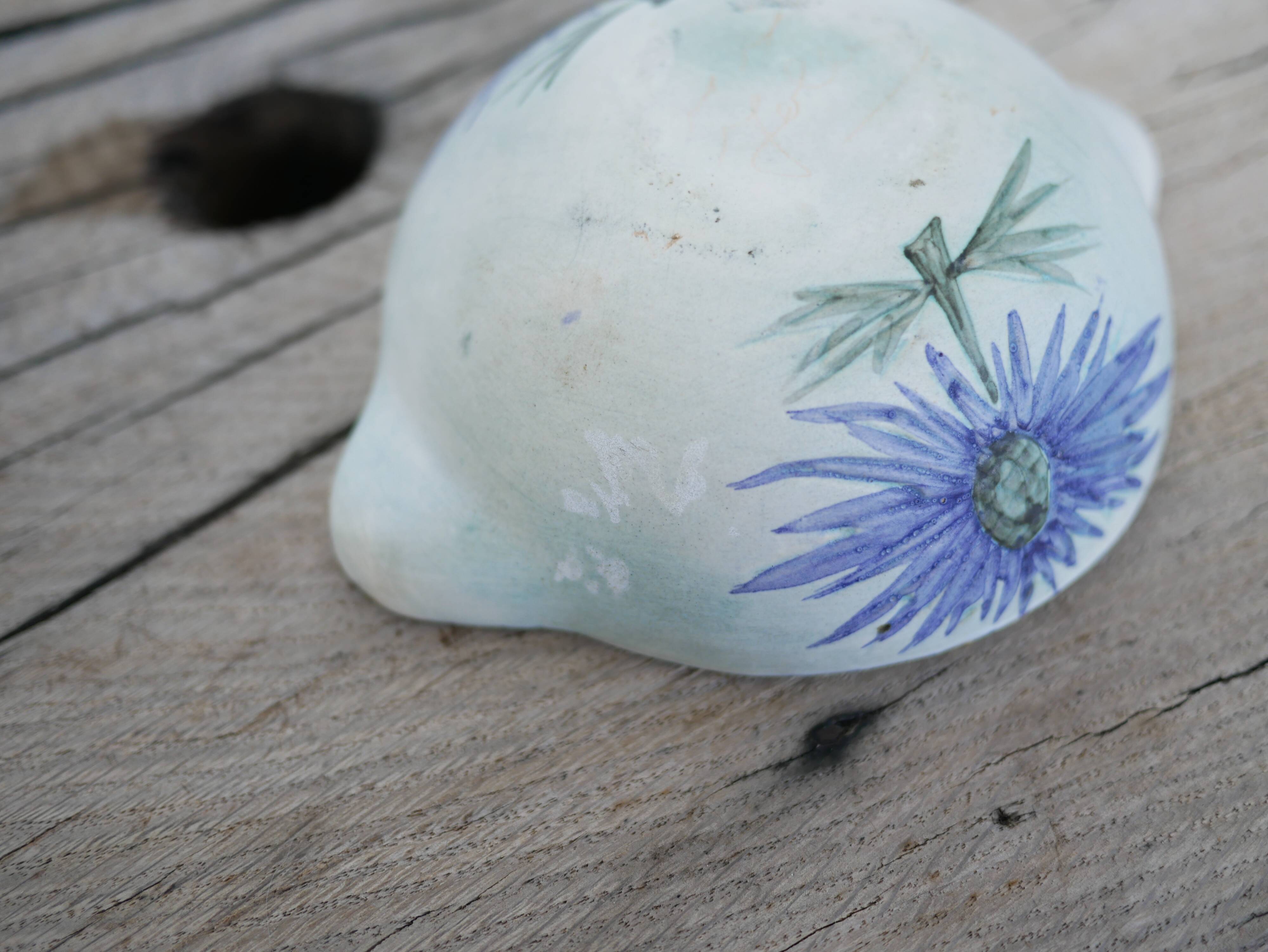 Pair of vintage ceramic thistle bowls by Marie Madeleine Jolly