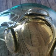 Large amber and green glass cup