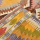 Fade Yellow Long Wide  Vintage Kilim Rug,Geometric Tribal Design,152x296 Cm