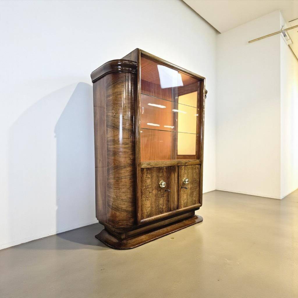 Vintage art deco cabinet / display cabinet with integrated lamps
