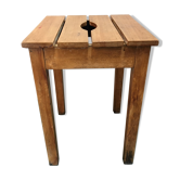 Tabouret géométrique en bois patiné