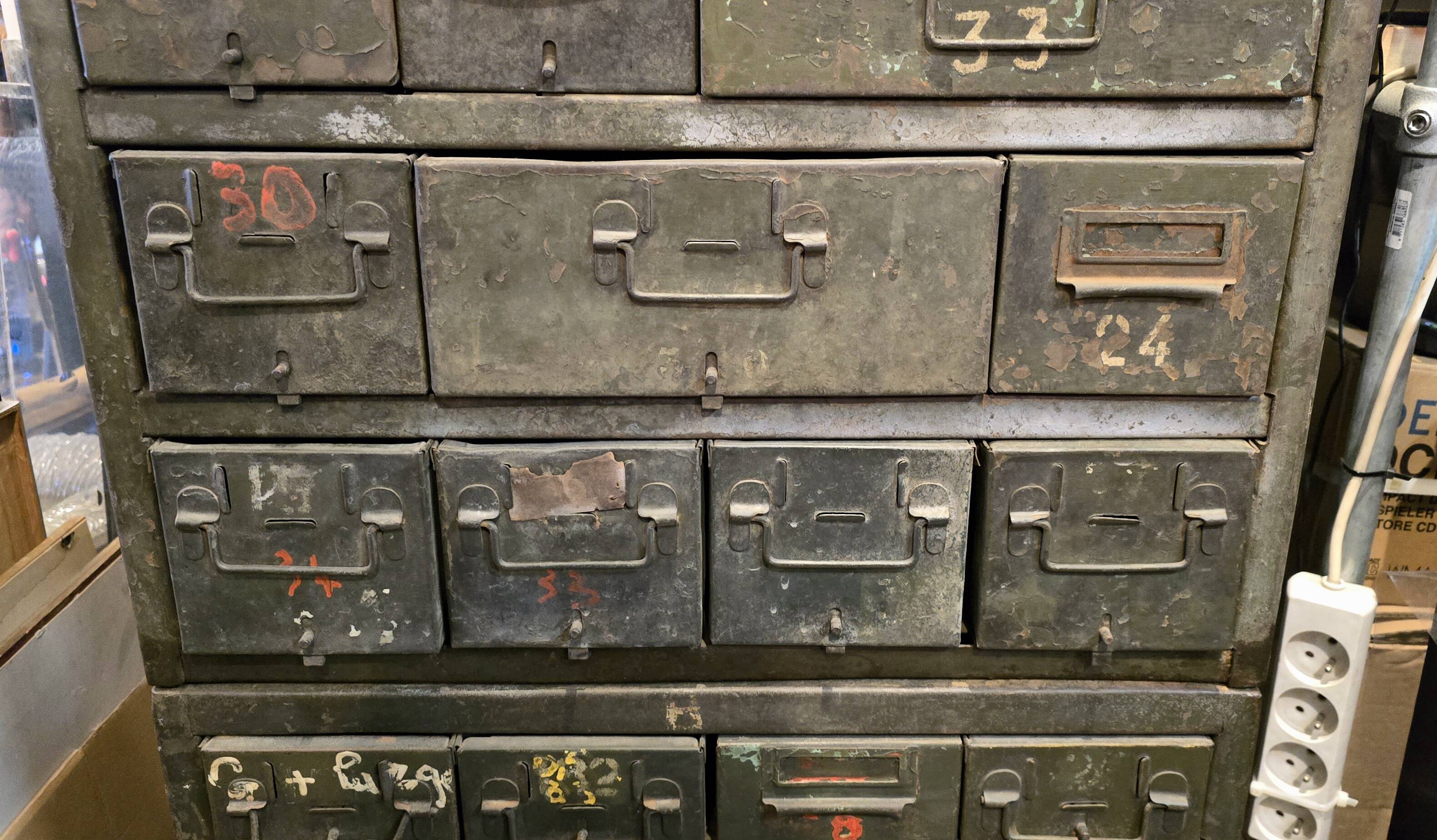 Military establishment - Two metal military mechanic's servants