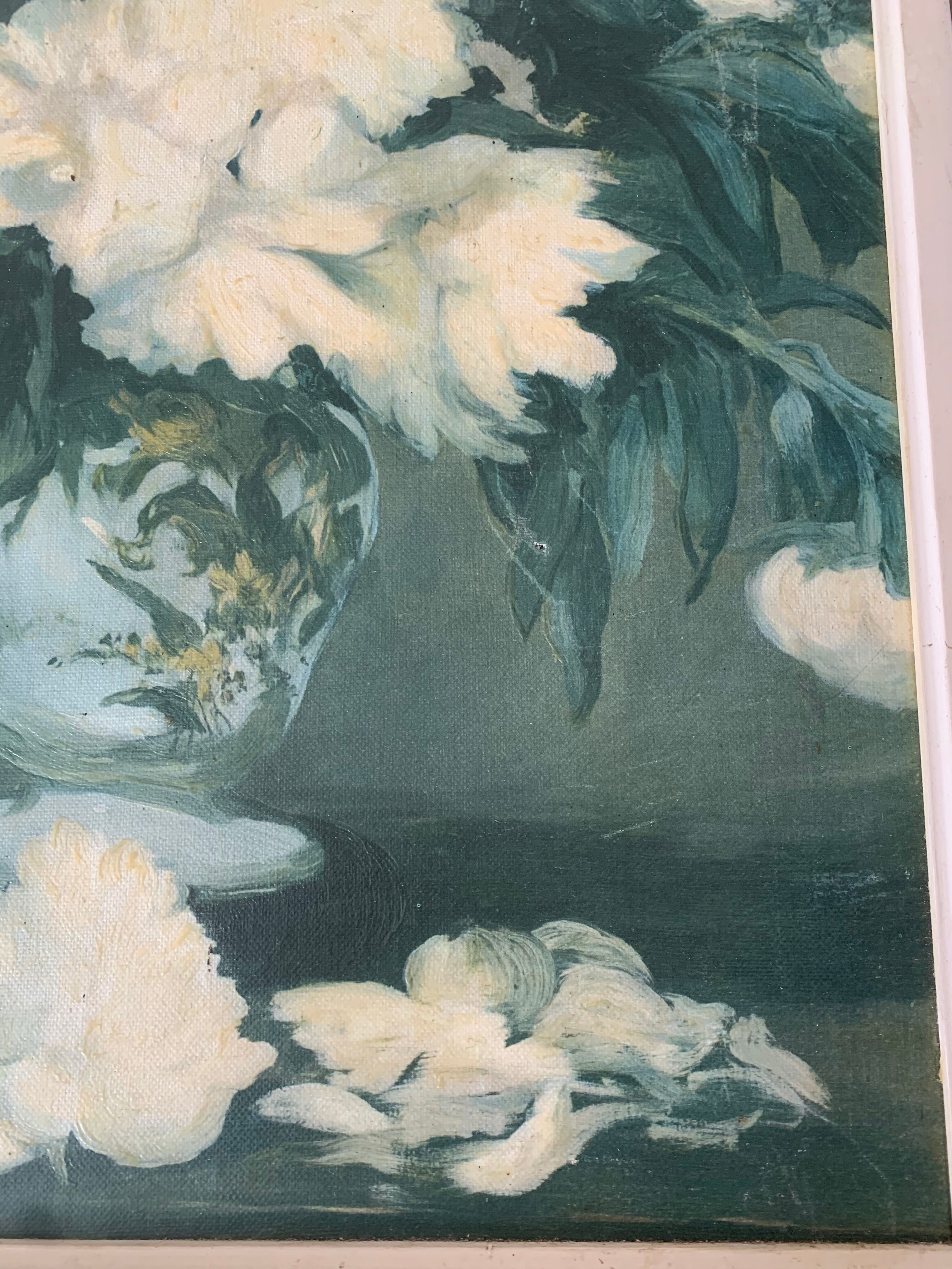 Oil on canvas peonies 1950