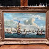 Jan van Genechten. Paysage marin «Vue de l'ancien port d'Amsterdam».