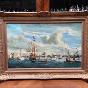 Jan van Genechten. Seascape “View of the old port of Amsterdam”.