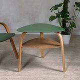 Hugues Steiner bow wood double top tripod coffee table