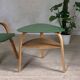 Table basse tripode Hugues Steiner bow wood double plateau