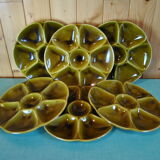 Set of 6 oyster plates in Gien earthenware