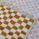 Berber rug in brown and beige check pattern - 206 x 154 cm