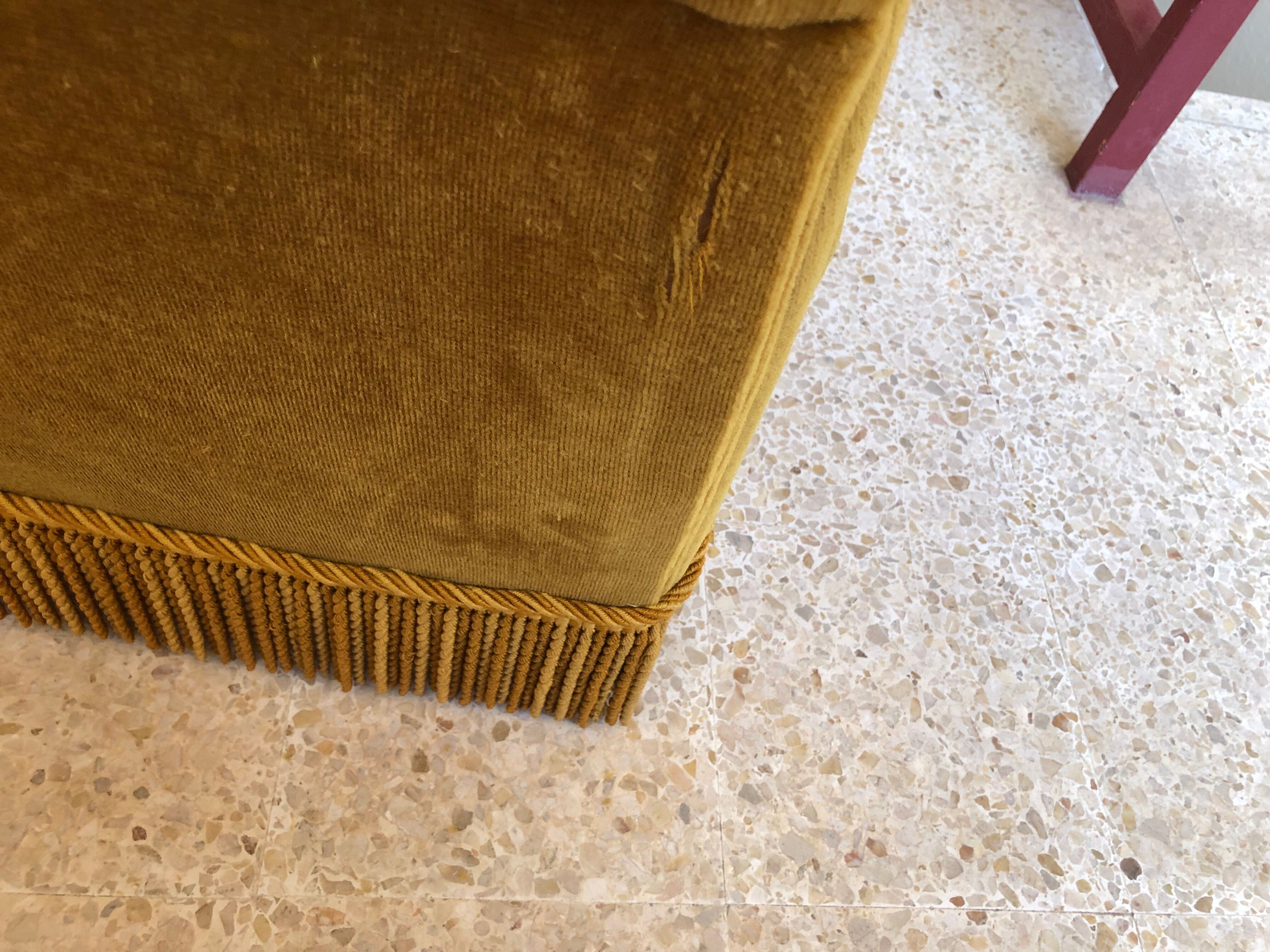 Pair of vintage yellow velvet armchairs