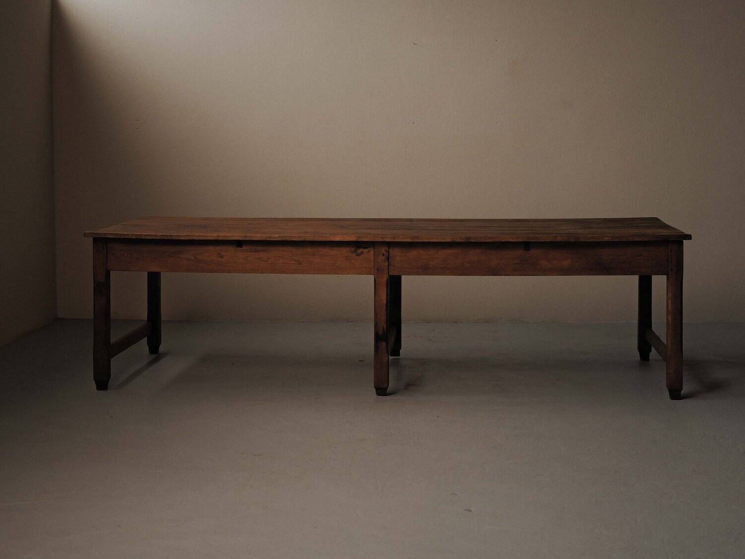 Large antique table in solid pine – France, around 1900