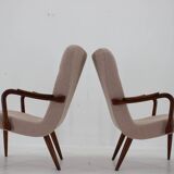 1960s pair of restored danish armchairs in boucle